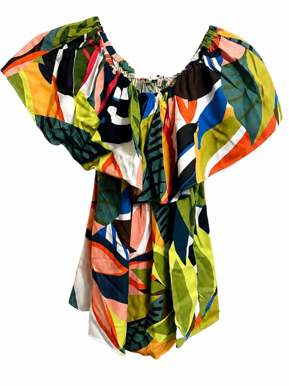 Trina Turk Off-Shoulder Leaf-Print Top